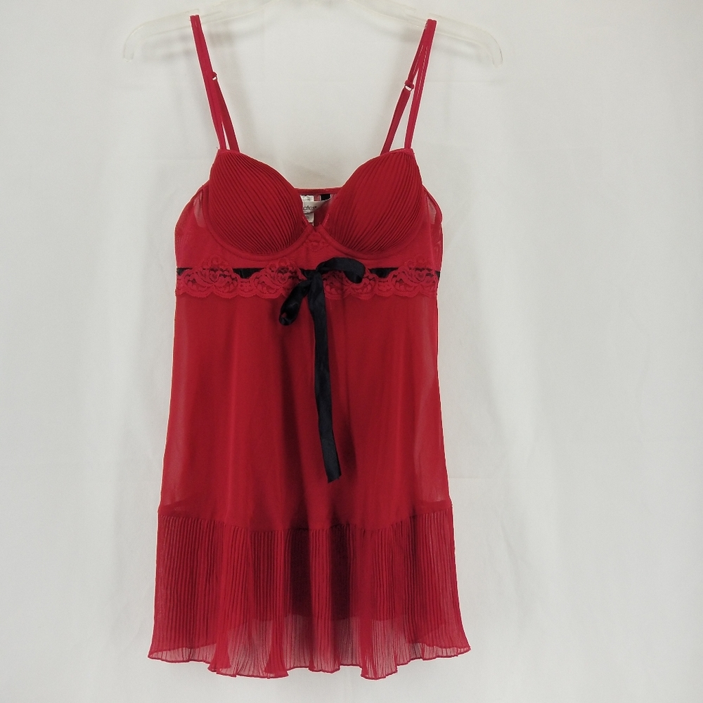 DELICATES Sexy Red Sheer Padded Babydoll Nightie